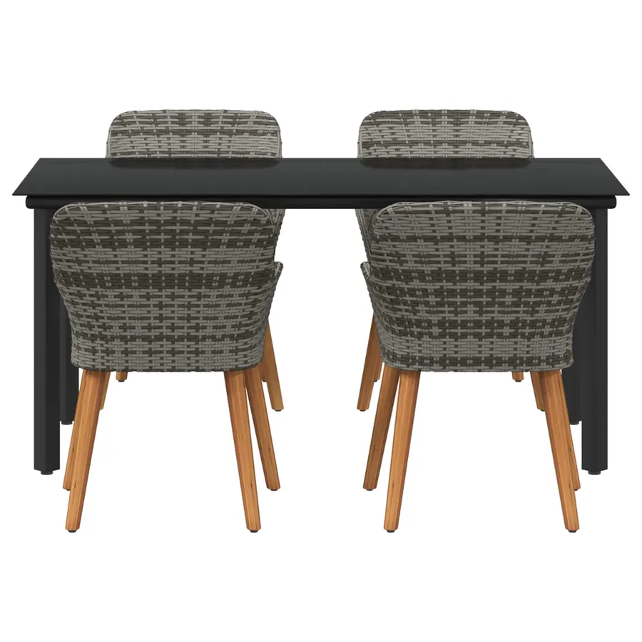 Ensemble de salle à manger pour jardin 5 pcs Gris polyrotin - 3