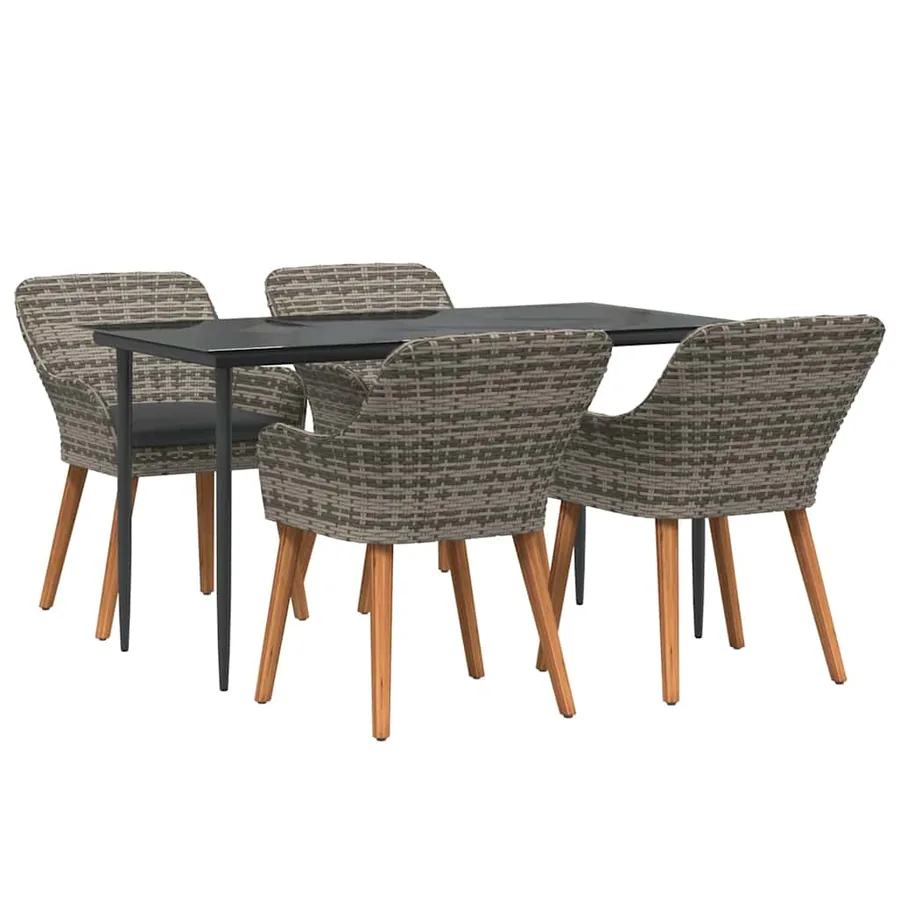Ensemble de salle à manger pour jardin 5 pcs Gris polyrotin - 2