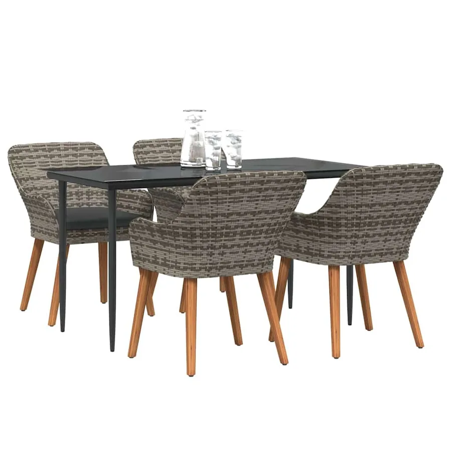 Ensemble de salle à manger pour jardin 5 pcs Gris polyrotin - 3
