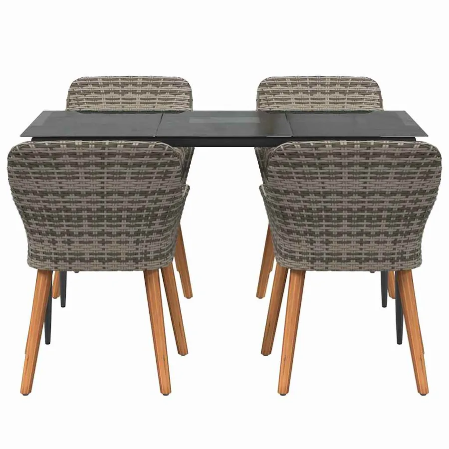 Ensemble de salle à manger pour jardin 5 pcs Gris polyrotin - 7