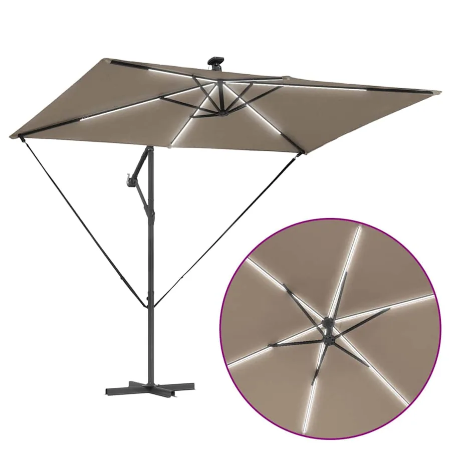 Parasol Taupe 294 x 200 x 270 cm Polyester et Aluminium - 12
