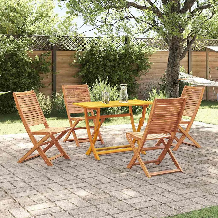 Ensemble de salle à manger pour jardin 5 pcs Marron