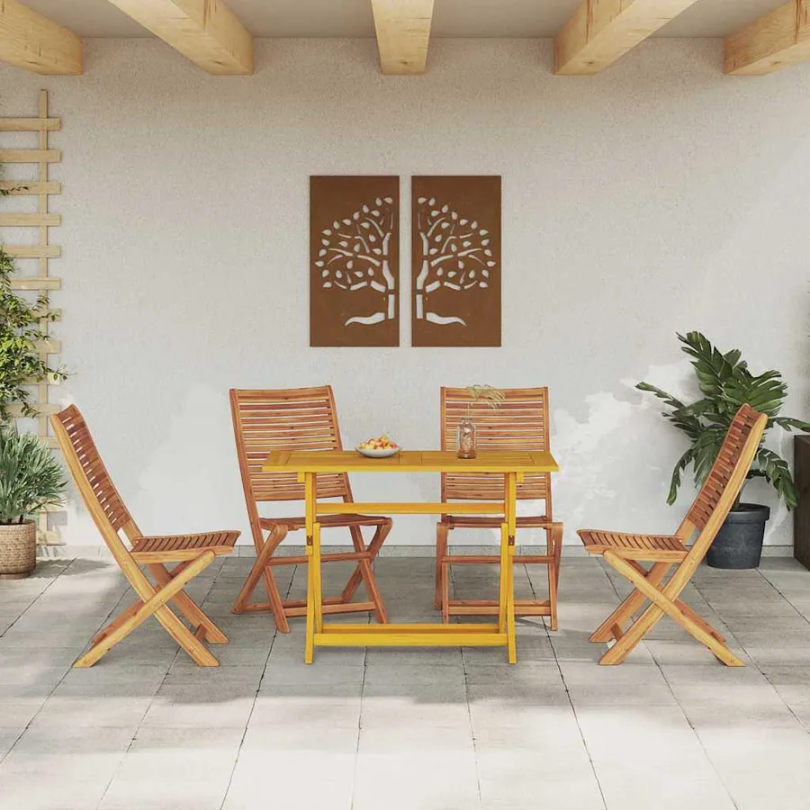 Ensemble de salle à manger pour jardin 5 pcs Marron - 4
