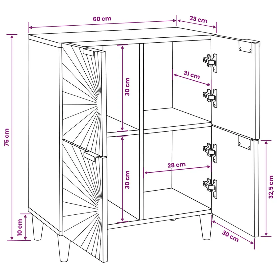 Meuble d'appoint avec stockage Noir et or 60 x 33,5 x 75 cm - 12