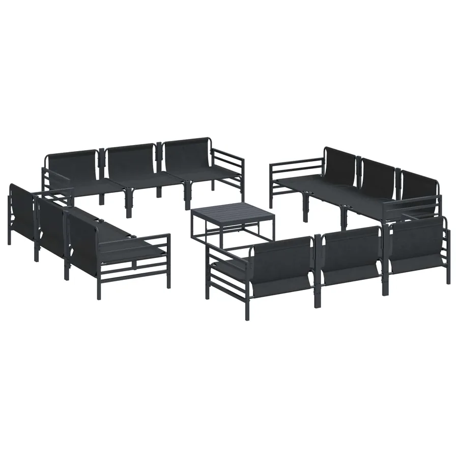 Ensemble de canapé de jardin avec coussin 13 pcs Noir Acier - 6