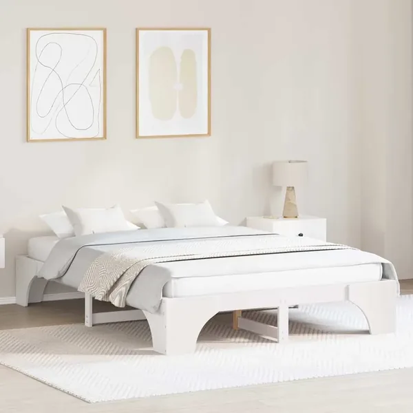 Cadre de lit Blanc 150 x 200 cm Pin massif