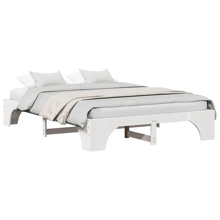 Cadre de lit Blanc 150 x 200 cm Pin massif - 2