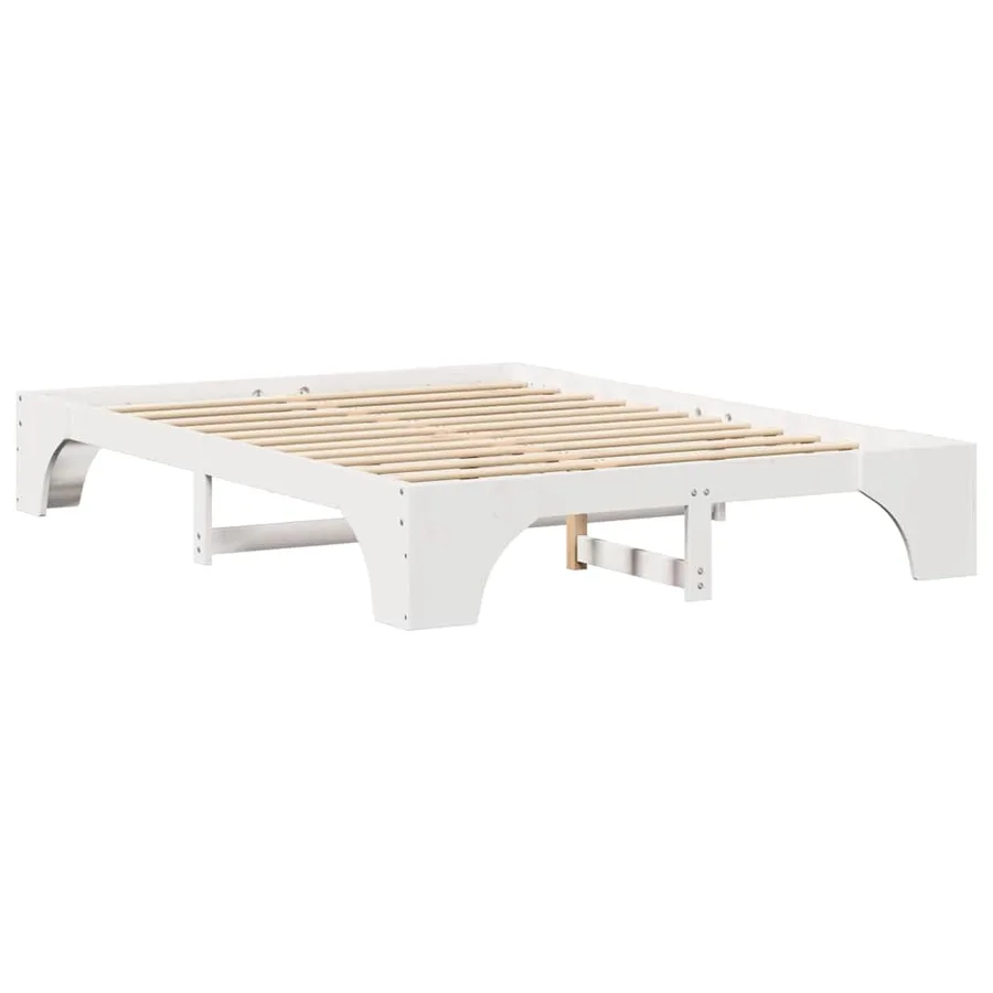 Cadre de lit Blanc 150 x 200 cm Pin massif - 4