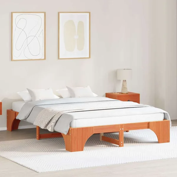 Cadre de lit Brun cire 160 x 200 cm Pin massif