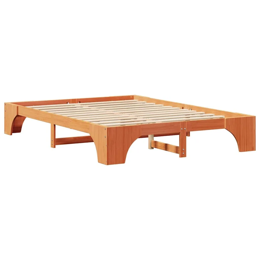 Cadre de lit Brun cire 160 x 200 cm Pin massif - 4