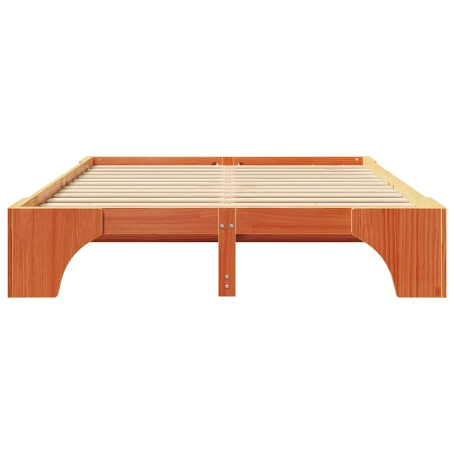 Cadre de lit Brun cire 160 x 200 cm Pin massif - 5
