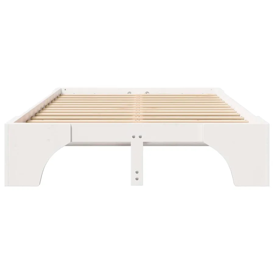 Cadre de lit Blanc 135 x 190 cm Pin massif - 5