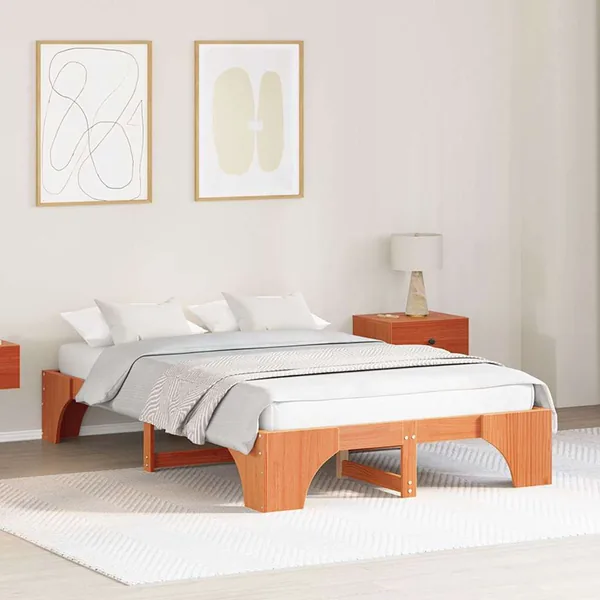 Cadre de lit Brun cire 120 x 200 cm Pin massif