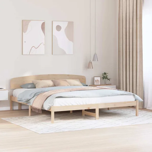 Cadre de lit avec tête de lit Naturel 180 x 200 cm Pin massif