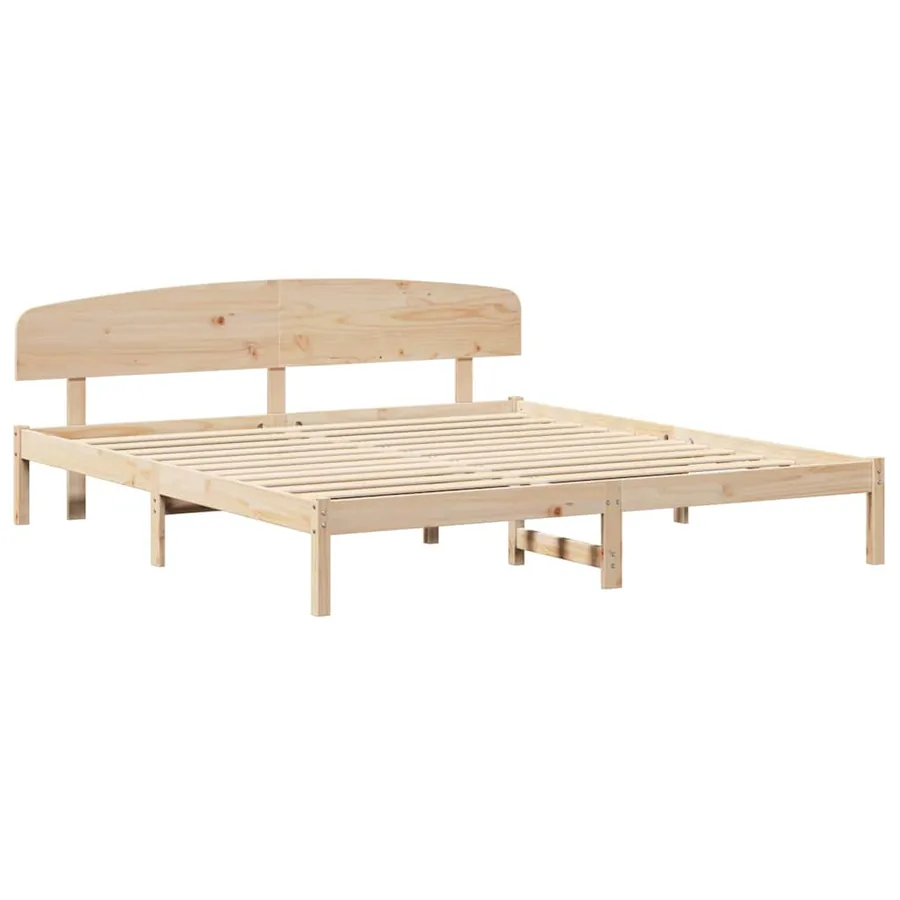 Cadre de lit avec tête de lit Naturel 180 x 200 cm Pin massif - 4
