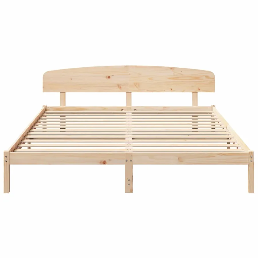 Cadre de lit avec tête de lit Naturel 180 x 200 cm Pin massif - 5