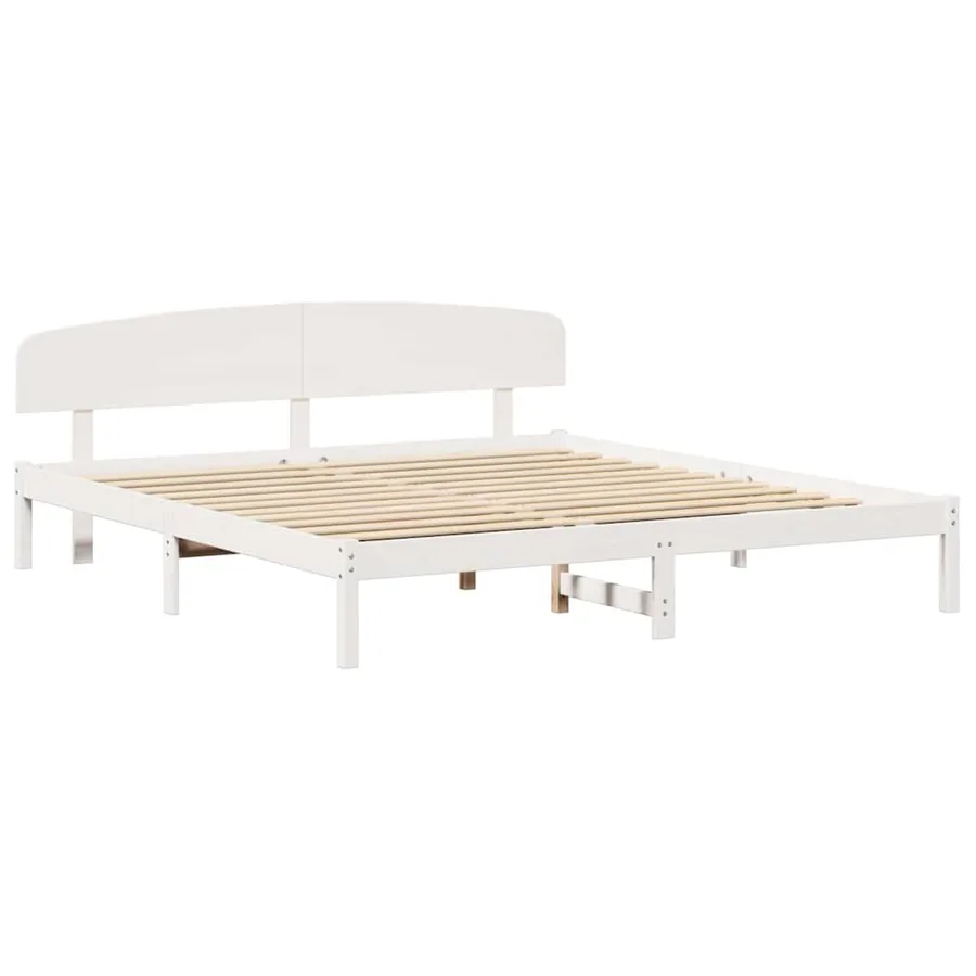 Cadre de lit avec tête de lit Blanc 200 x 200 cm Pin massif - 4