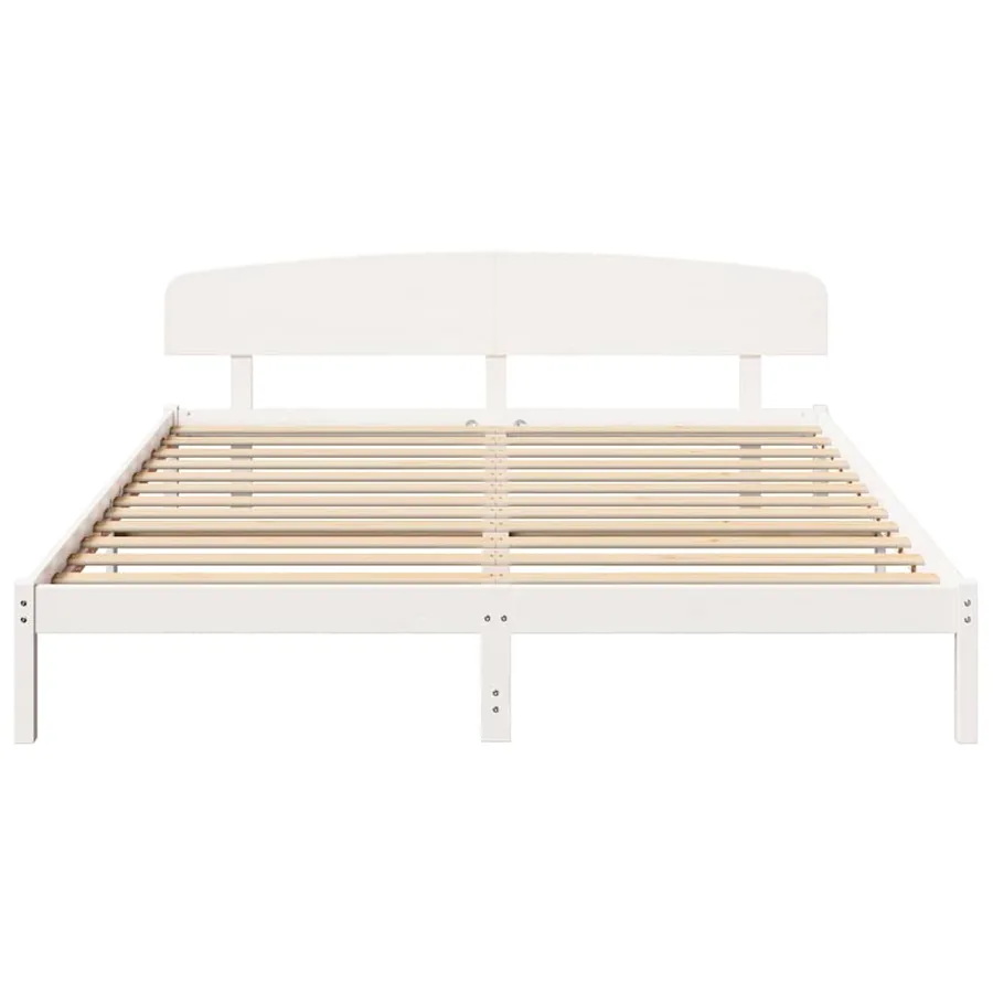 Cadre de lit avec tête de lit Blanc 200 x 200 cm Pin massif - 5
