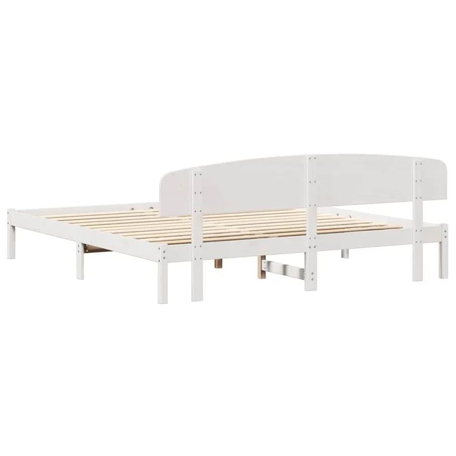 Cadre de lit avec tête de lit Blanc 200 x 200 cm Pin massif - 7