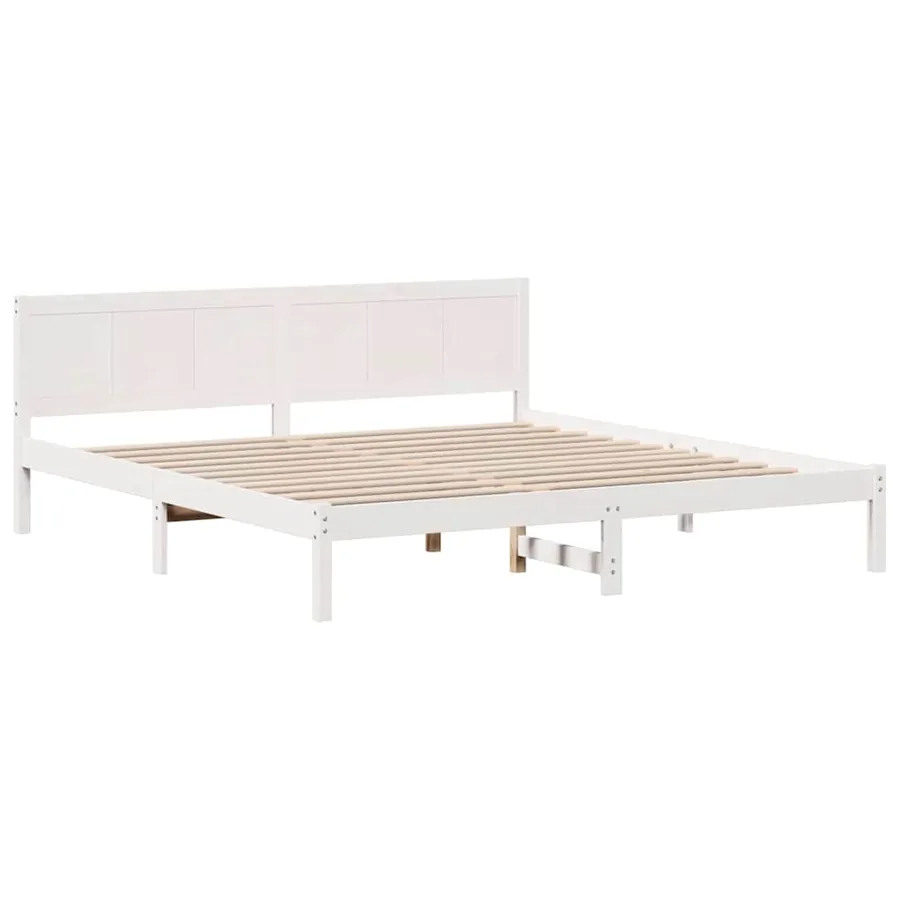 Cadre de lit Blanc 200 x 200 cm Bois de pin massif - 4