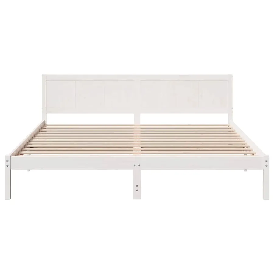 Cadre de lit Blanc 200 x 200 cm Bois de pin massif - 5