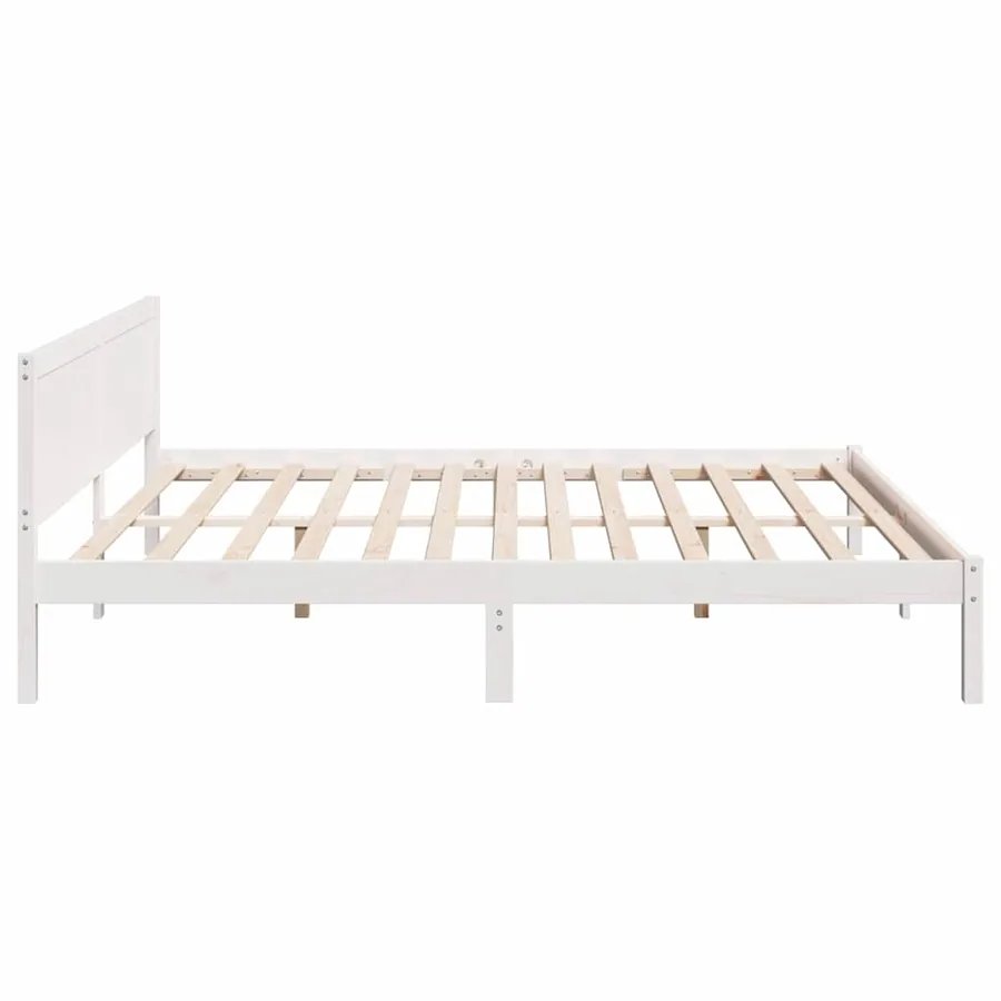 Cadre de lit Blanc 200 x 200 cm Bois de pin massif - 6