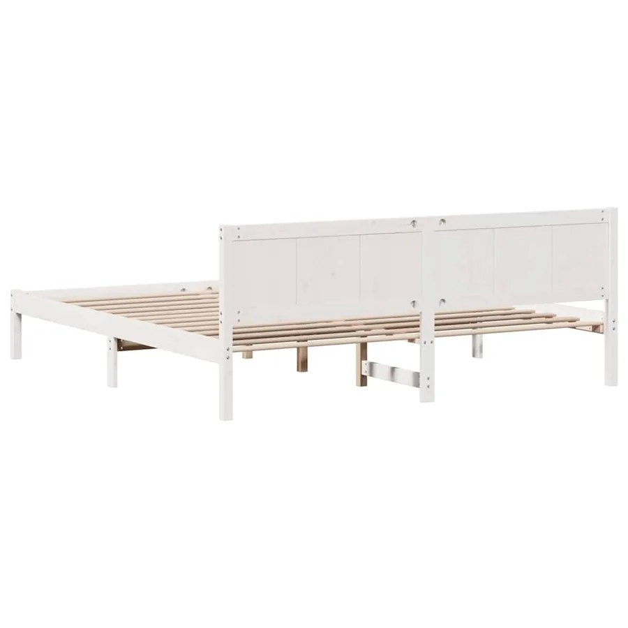 Cadre de lit Blanc 200 x 200 cm Bois de pin massif - 7