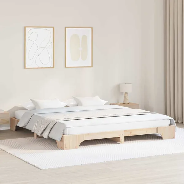 Cadre de lit Naturel 180 x 200 cm Pin massif