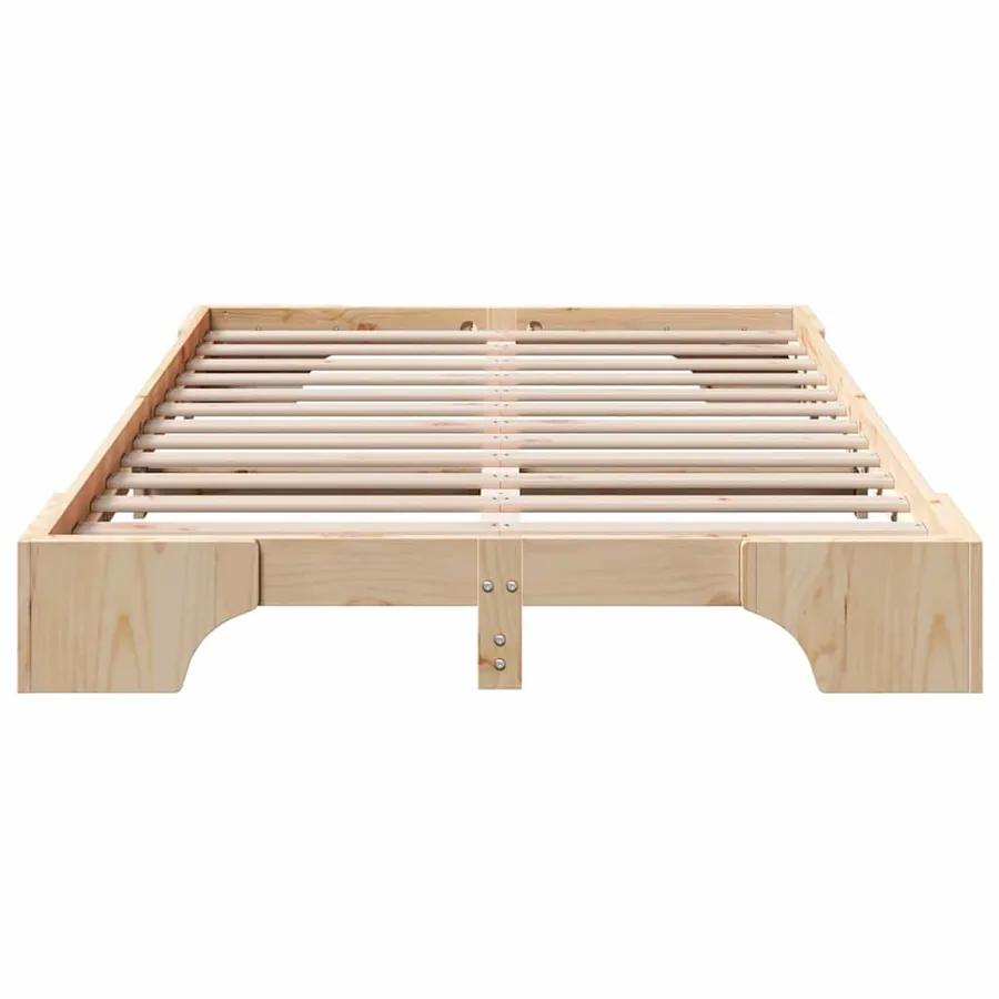 Cadre de lit Naturel 140 x 190 cm Pin massif - 5
