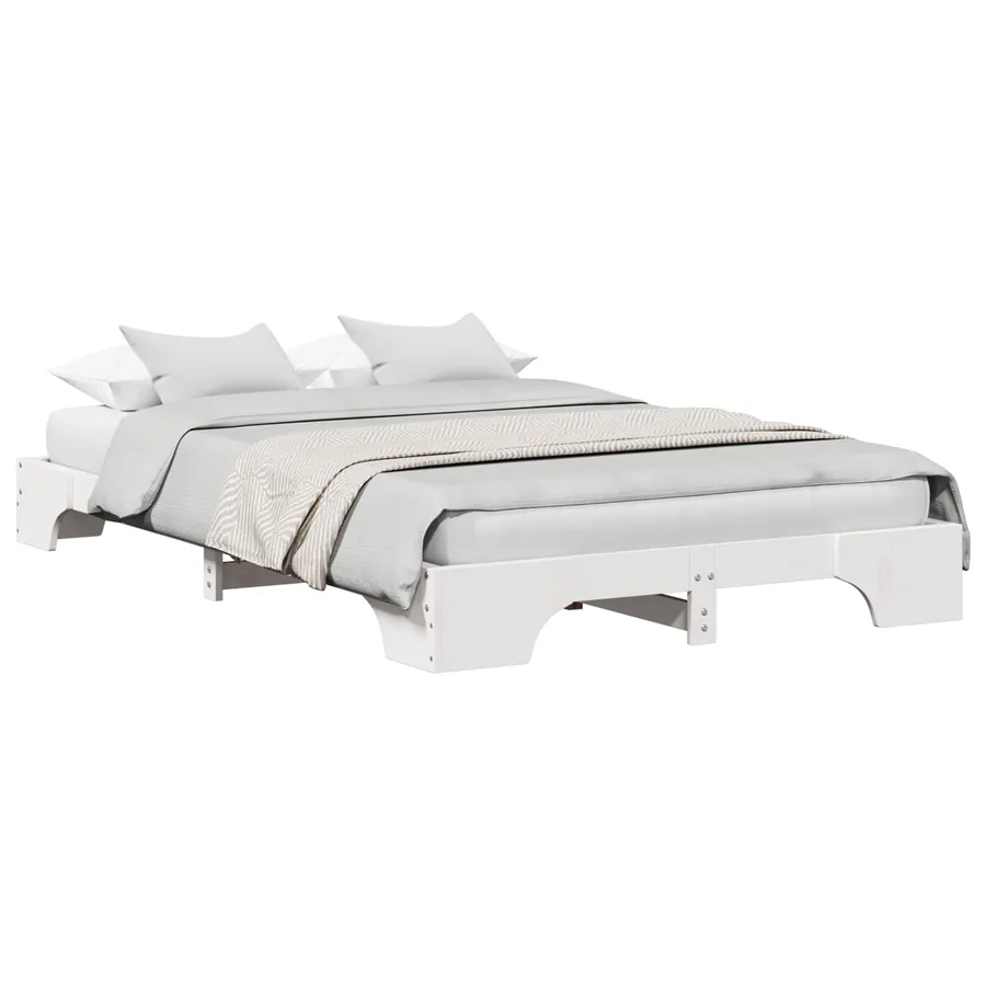 Cadre de lit Blanc 120 x 200 cm Pin massif - 2