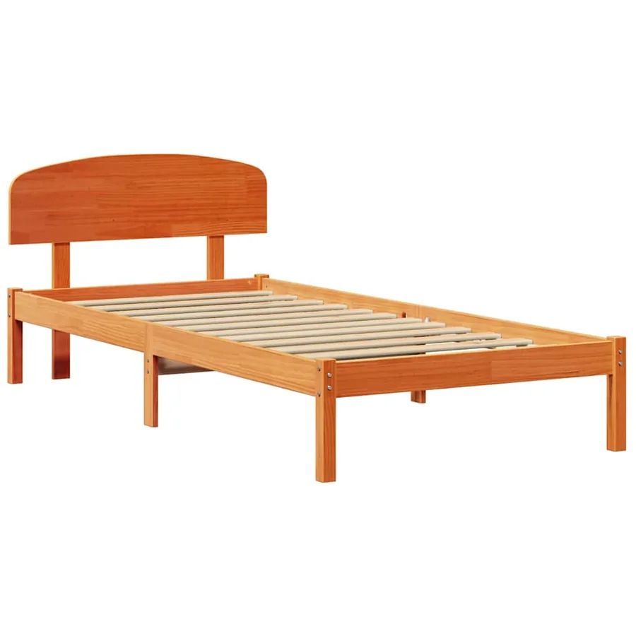 Cadre de lit avec tête de lit Brun cire 75 x 190 cm Pin massif - 4