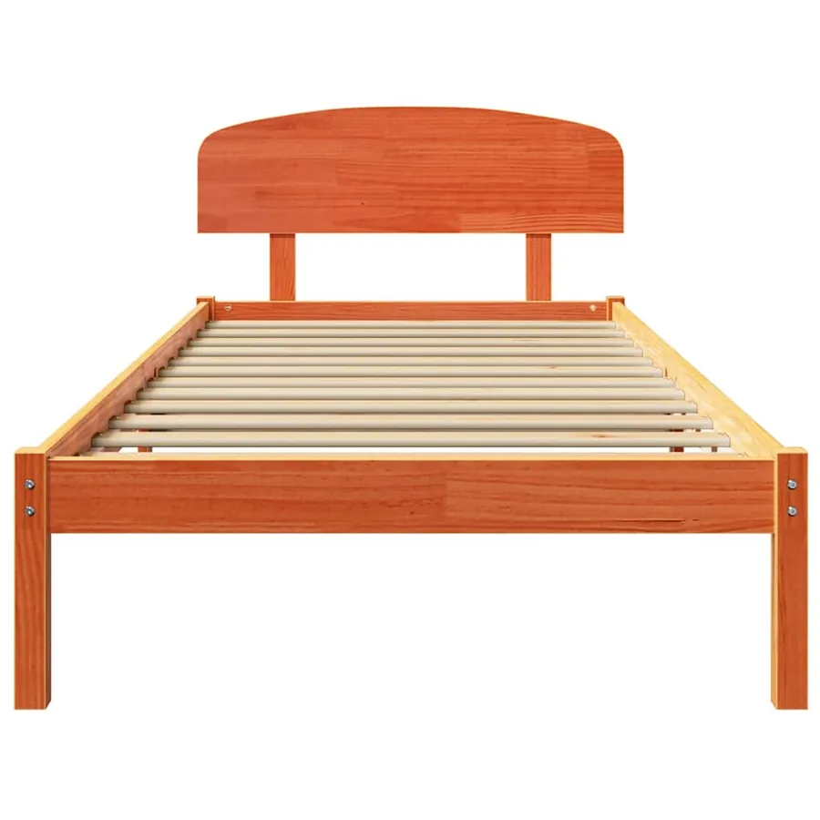 Cadre de lit avec tête de lit Brun cire 75 x 190 cm Pin massif - 5