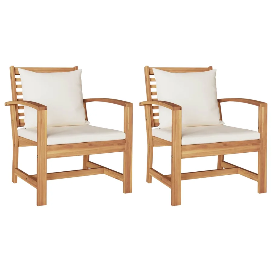 Chaise avec coussin 2 Pièce Marron et Crème 65 x 60 x 76,5 cm - 2