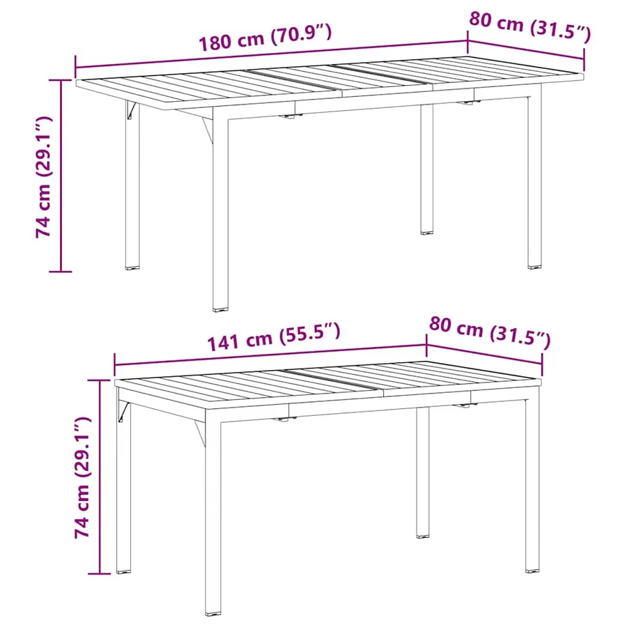 Table de patio Anthracite 180 x 80 x 74 cm - 12