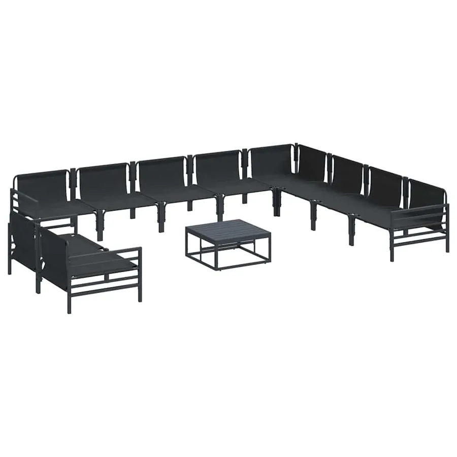 Ensemble de canapé de jardin avec coussin 11 pcs Noir Acier - 7