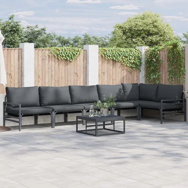 Ensemble de canapé de jardin avec coussin 6 pcs Noir Acier