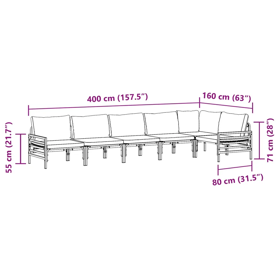 Ensemble de canapé de jardin avec coussin 6 pcs Noir Acier - 14
