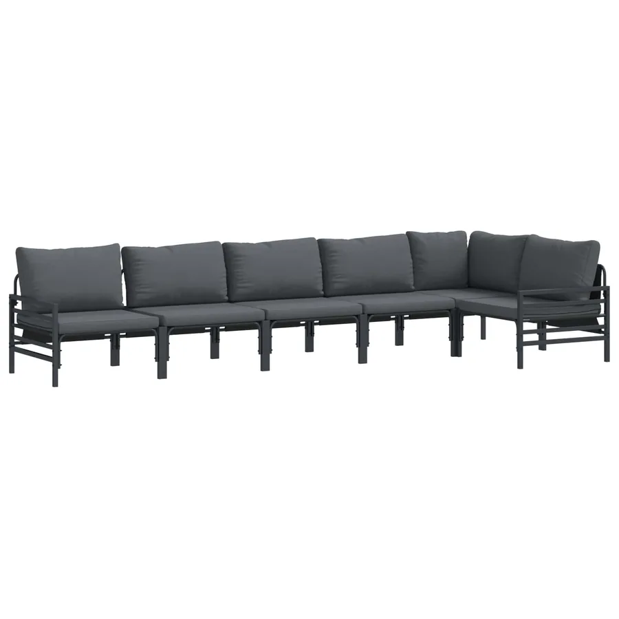 Ensemble de canapé de jardin avec coussin 6 pcs Noir Acier - 2