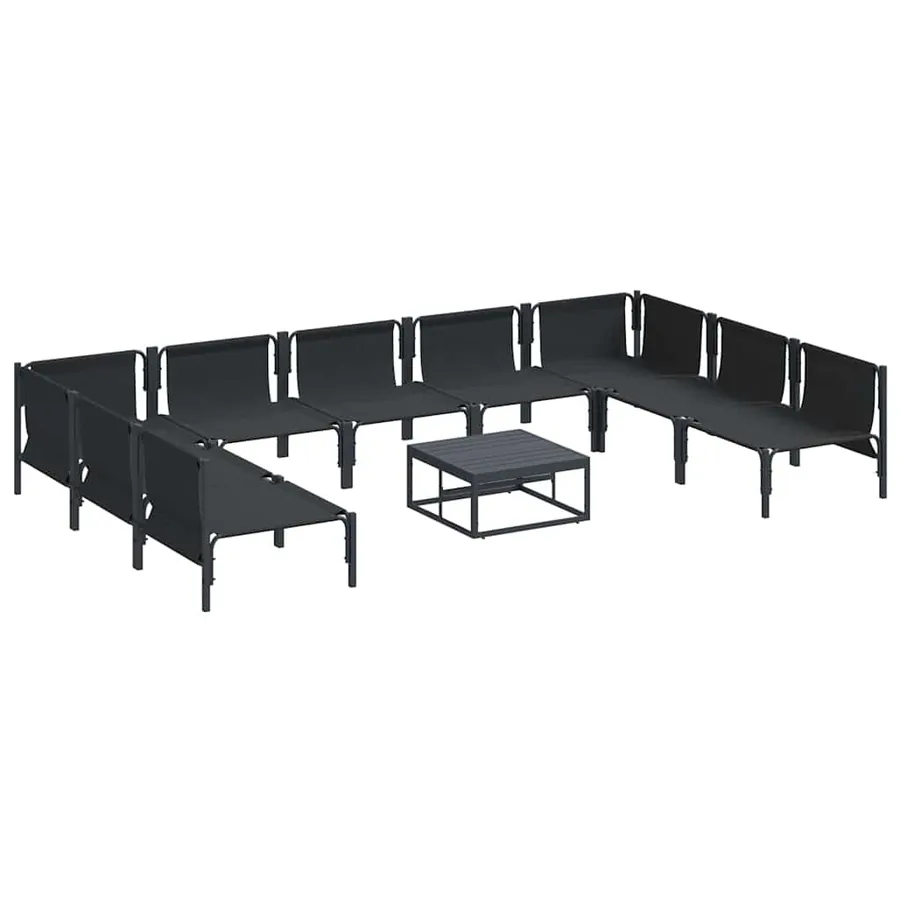 Ensemble de canapé de jardin avec coussin 10 pcs Noir Acier - 6
