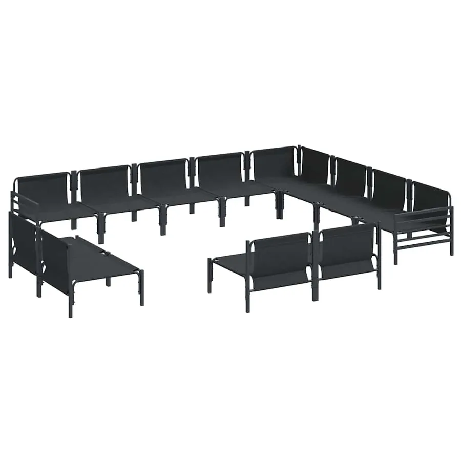Ensemble de canapé de jardin avec coussin 12 pcs Noir Acier - 6