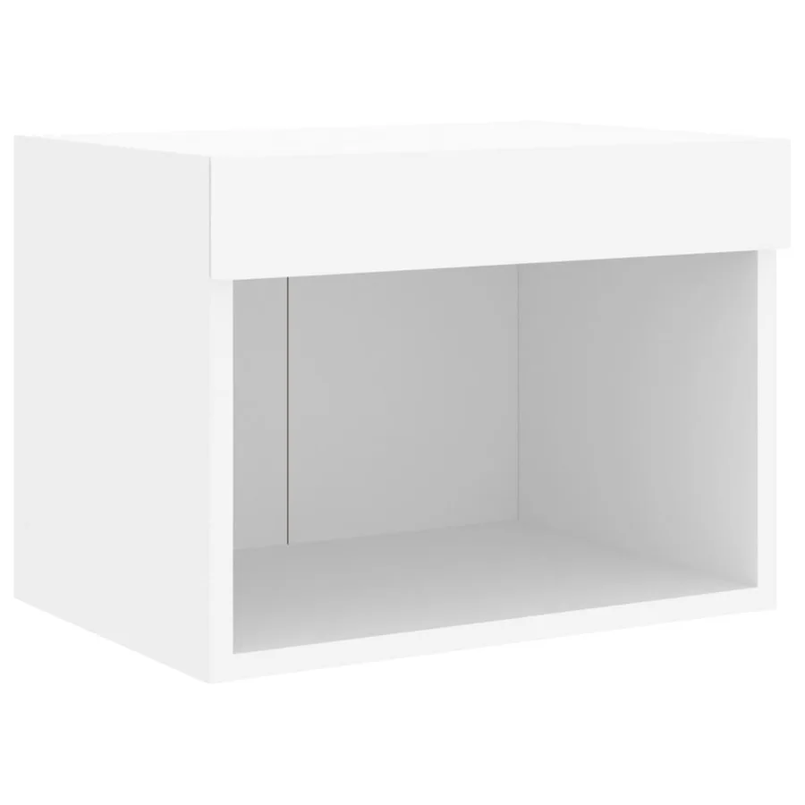 Tables de chevet murales avec lumières LED 2 pcs blanc - 8