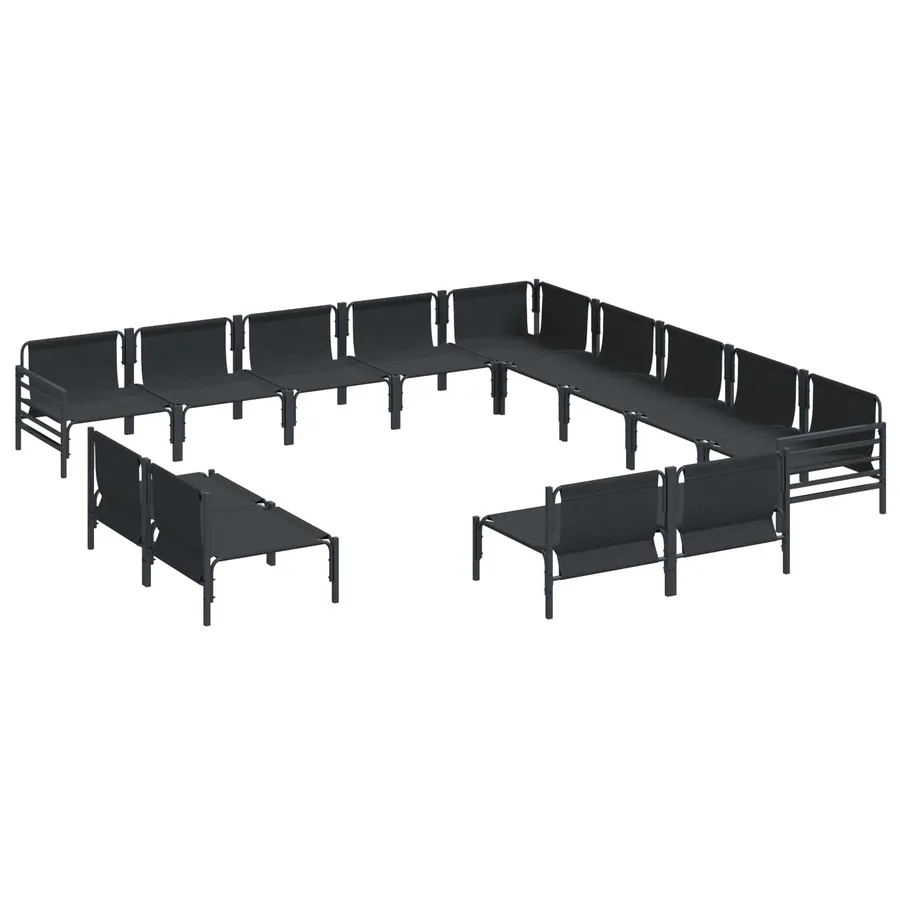 Ensemble de canapé de jardin avec coussin 13 pcs Noir Acier - 5