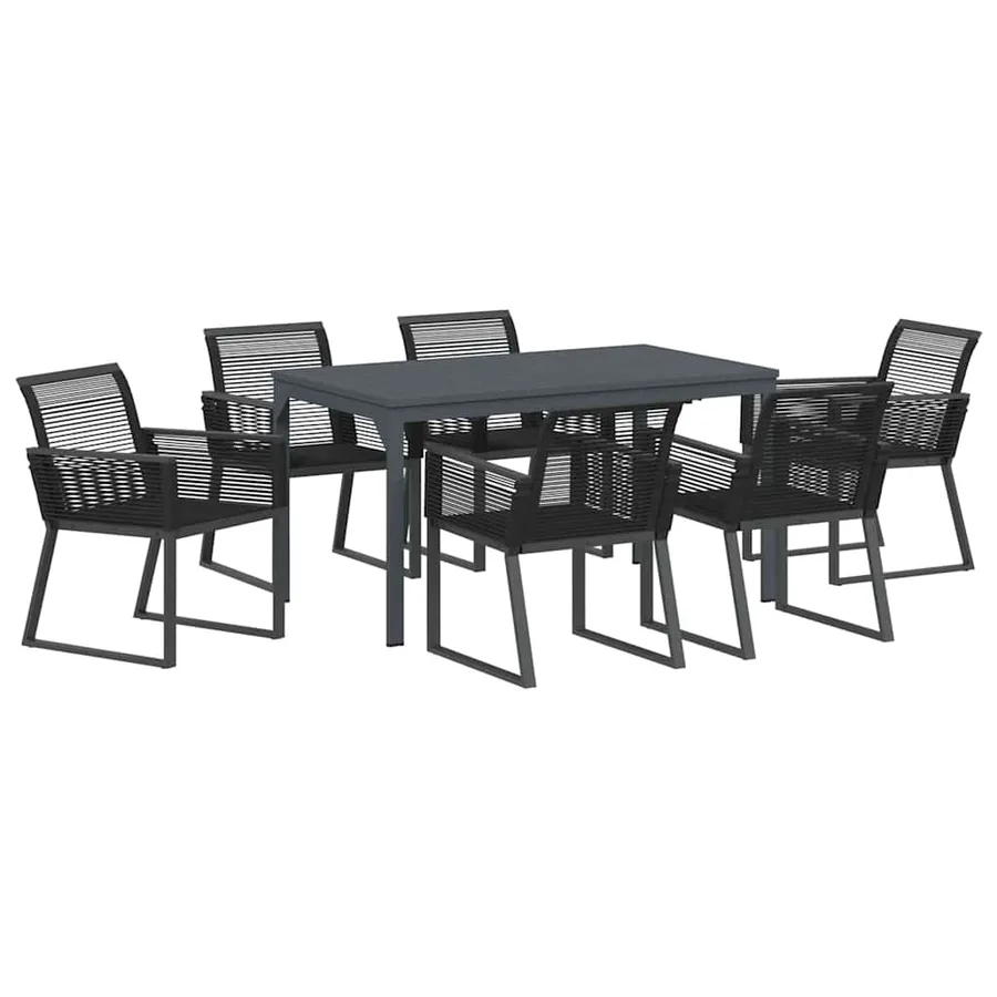 Ensemble de salle à manger pour jardin 7 pcs Noir polyrotin - 2