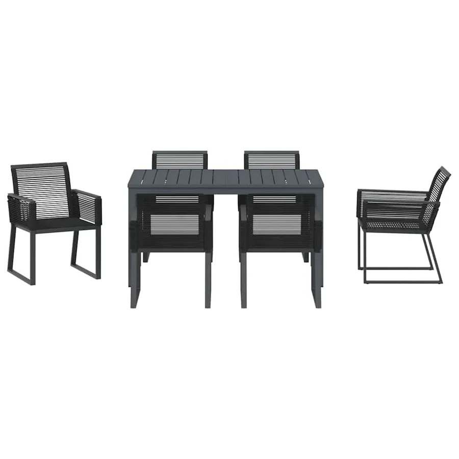 Ensemble de salle à manger pour jardin 7 pcs Noir polyrotin - 7