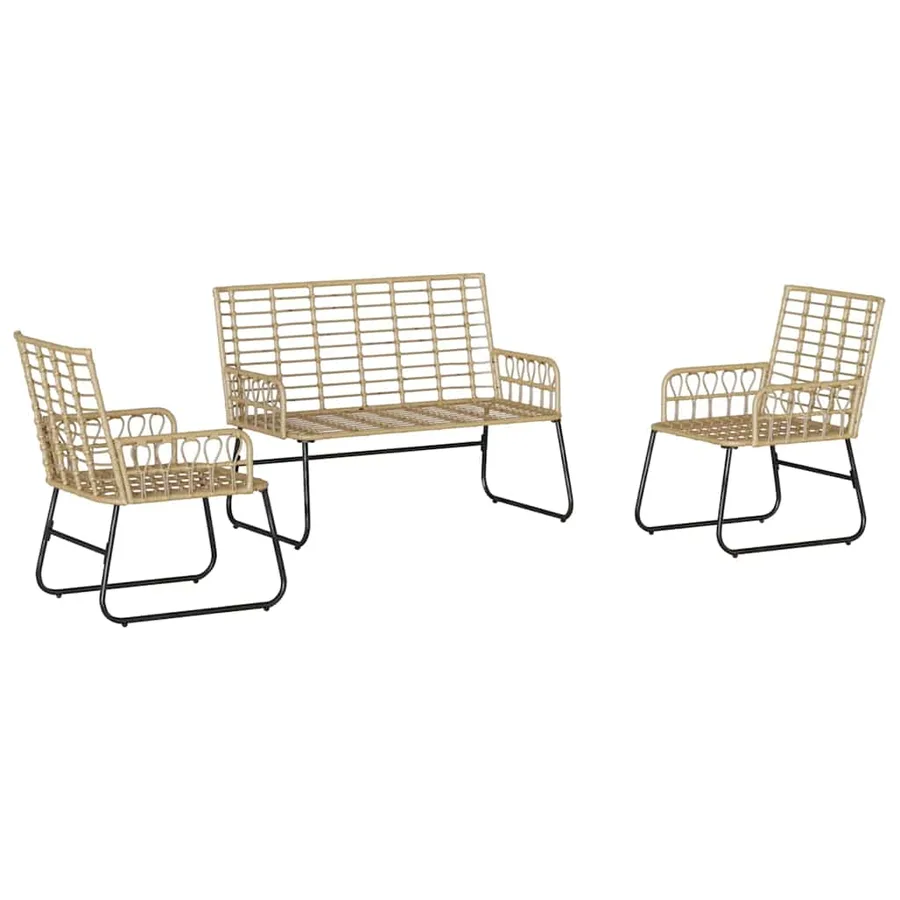 Ensemble de salle à manger pour jardin 3 pcs Marron et Crème - 6