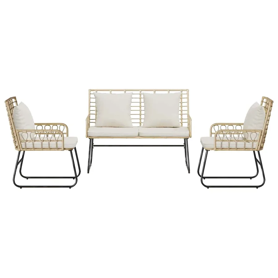 Ensemble de salle à manger pour jardin 3 pcs Marron et Crème - 7