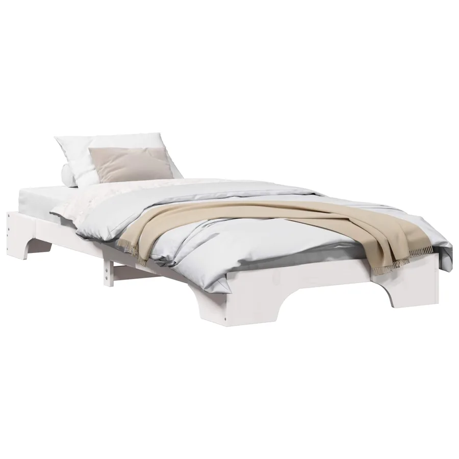 Cadre de lit Blanc 90 x 190 cm Pin massif - 2