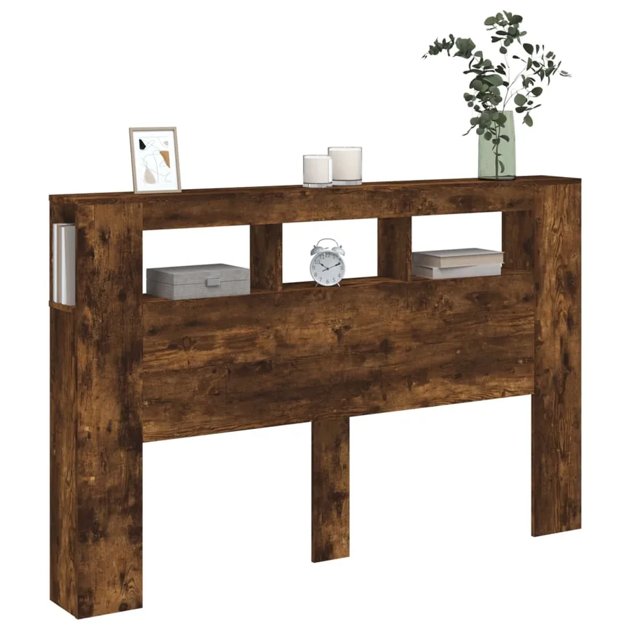 Tête de lit à LED chêne fumé 160x18,5x103,5cm bois d'ingénierie - 12
