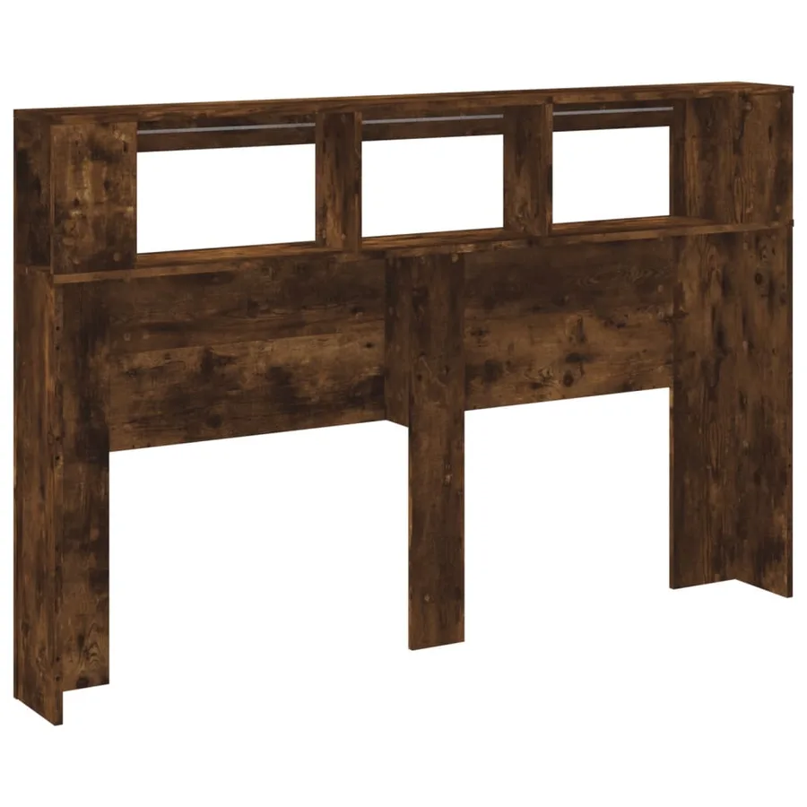 Tête de lit à LED chêne fumé 160x18,5x103,5cm bois d'ingénierie - 6