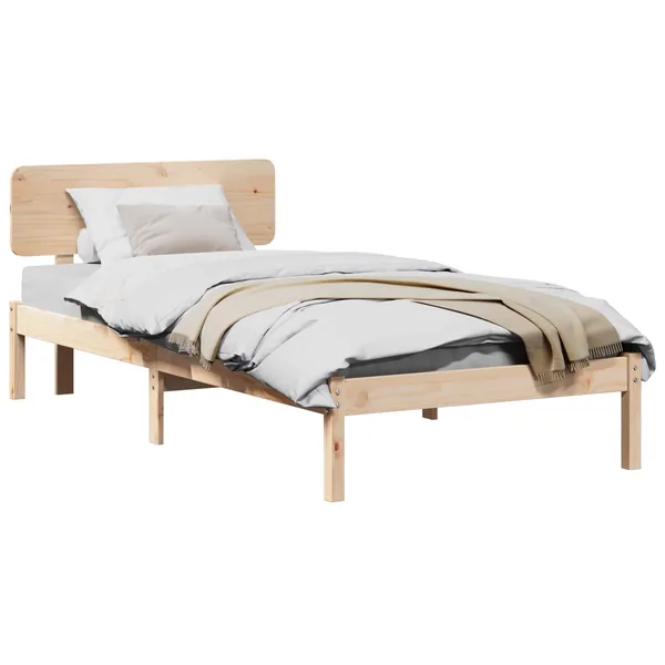 Cadre de lit avec tête de lit Naturel 90 x 190 cm Pin massif